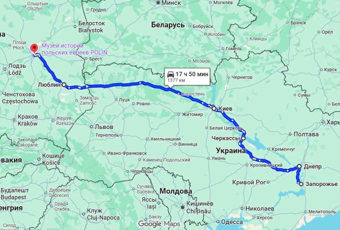 Автобус Черкаси - Варшава — маршрут через міста України та Польщі