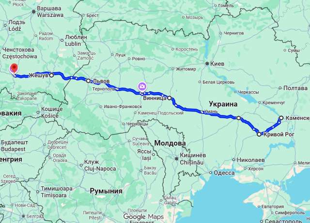 Автобус Кам’янське - Краків — маршрут через міста України та Польщі