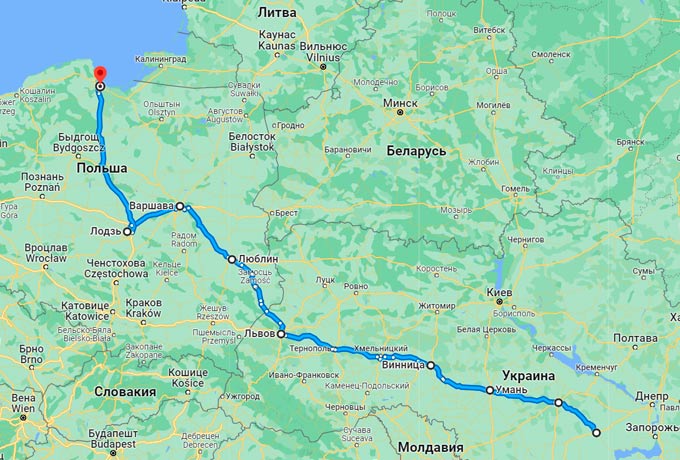 Автобус Кривий Ріг – Гданськ — маршрут через міста України та Польщі
