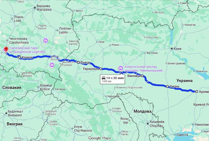 Автобус Кропивницький (Кіровоград) - Катовіце — маршрут через міста України та Польщі